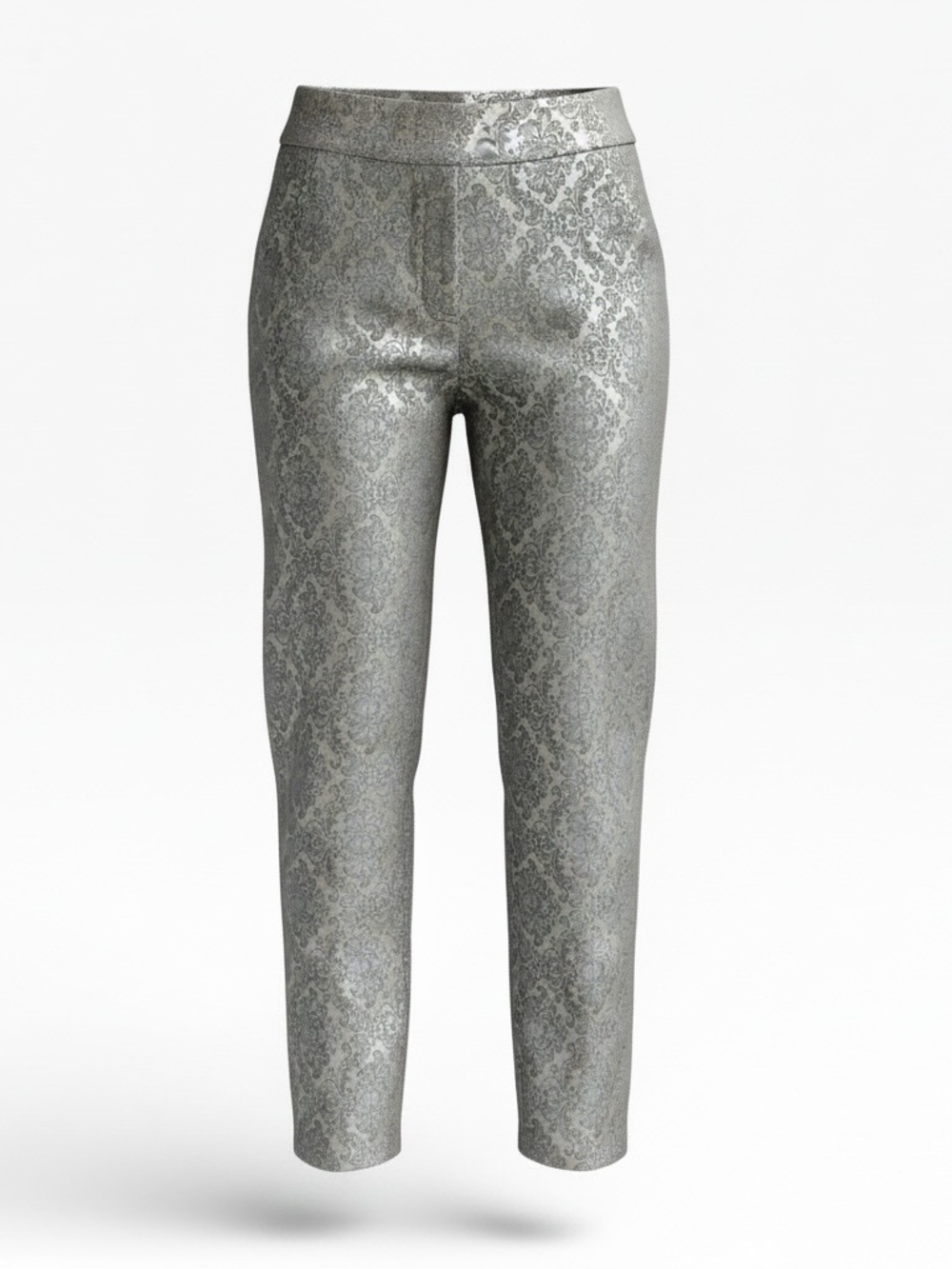 Vintage Cache Metallic Gold and Silver Brocade Straight Leg Trousers